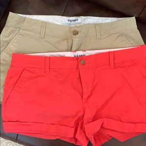 Old Navy Chino Shorts BUNDLE- Hot Pink & khaki